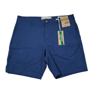 Tailor Vintage Greenwich Chino Shorts Stretch Khaki Linen Size 34 Navy Blue